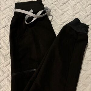 Figs Black Jogger Pants with Gray Drawstring XXS
